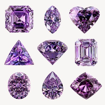 Editable purple diamond design element set