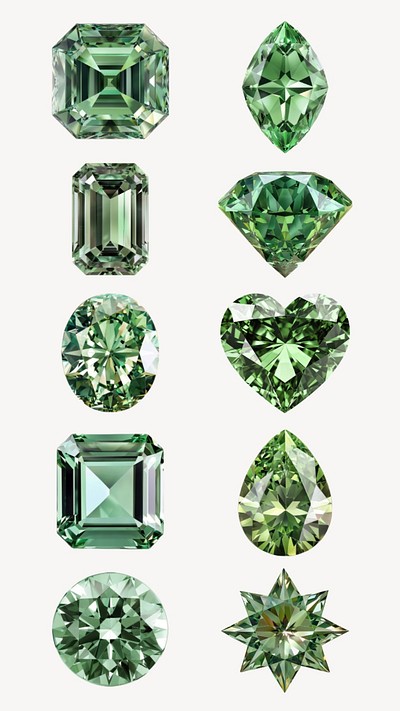 Editable green diamond design element set