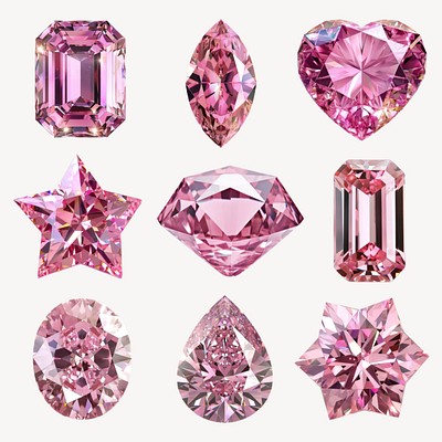 Editable pink diamond design element set