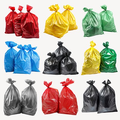 Editable garbage bag design element set