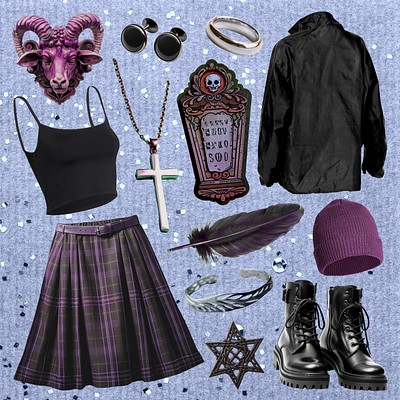 Editable Whimsigoth outfit design element set