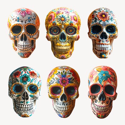 Editable cinco de mayo skull design element set