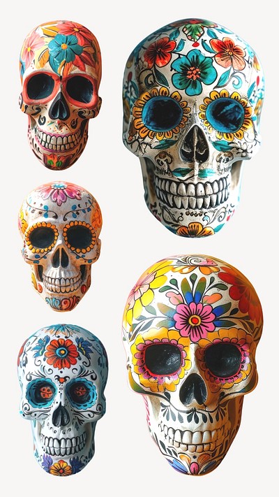 Editable cinco de mayo skull design element set