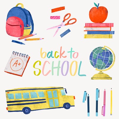 Editable back to school illustration element design set