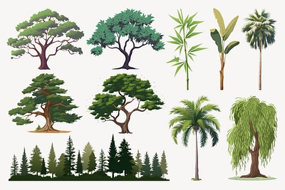 Editable tree element design set