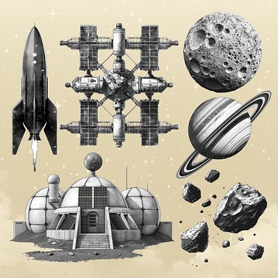 Editable galactic illustration design element set