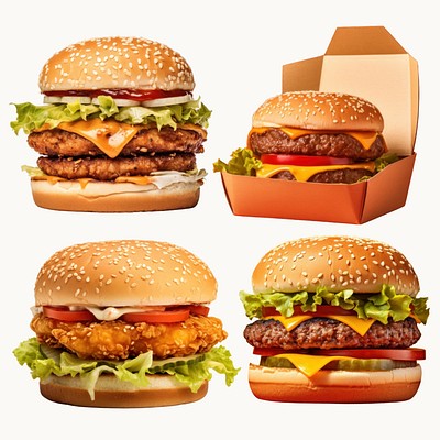 Cheeseburger, editable design element remix set