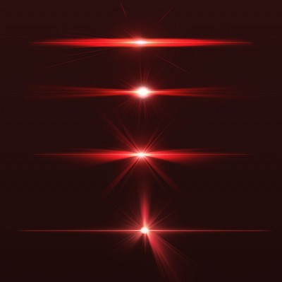 Red light beam effect, editable design element remix set