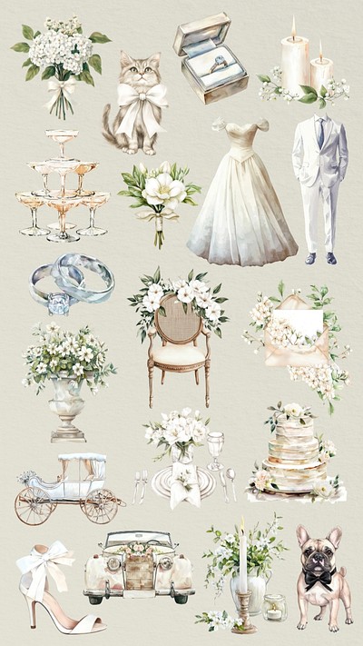 Editable wedding design element set | Premium Editable Design - rawpixel