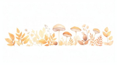 Autumn as divider watercolor mushroom fungus agaric.