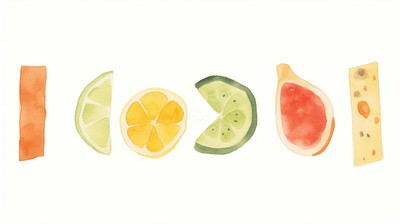 Foods as divider watercolor grapefruit weaponry produce.