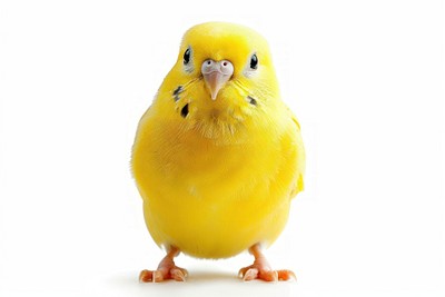 Bright yellow budgie bird closeup