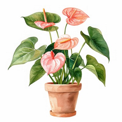 Anthurium in the pot blossom flower plant.