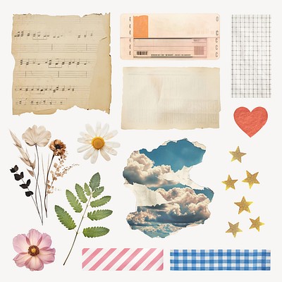 Paper Collage design element set