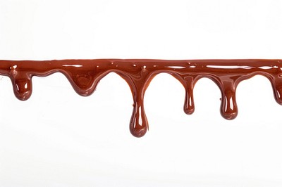 Dripping chocolate on white background