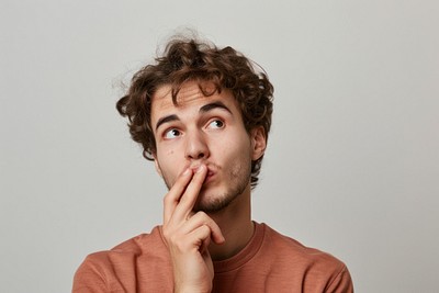 Pensive young man thinking