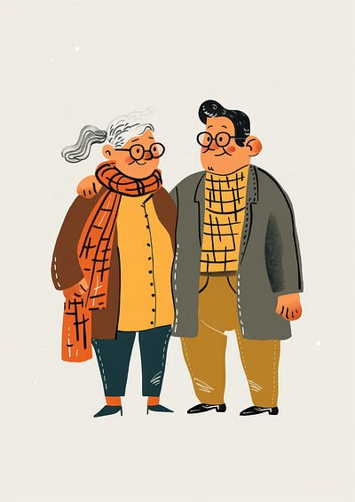 Elderly couple warm clothing