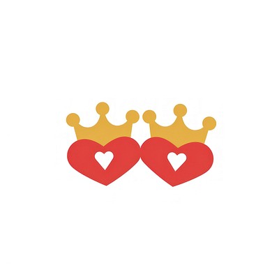 Royal hearts with golden crowns