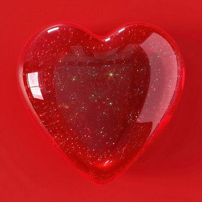 Glittering red heart decoration