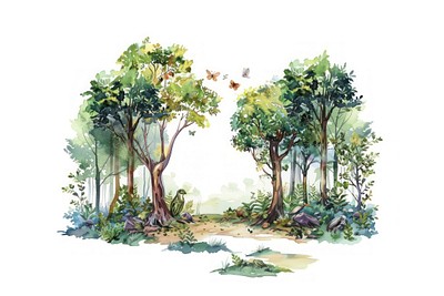 Serene forest wildlife illustration