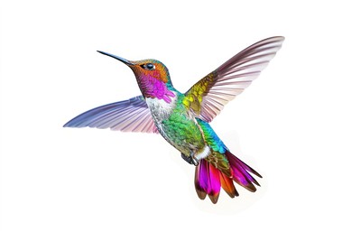 Colorful hummingbird in flight