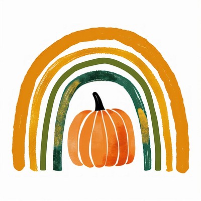 Autumn rainbow pumpkin illustration