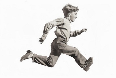 Vintage boy running illustration