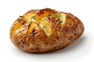 Delicious baked potato with herbs.