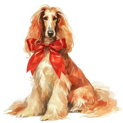 Elegant dog with red bow