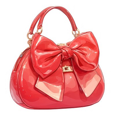 Glossy red handbag with bow