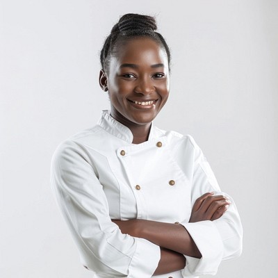 African female chef happy dimples person.