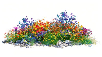 Vibrant wildflower garden illustration