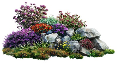 Colorful garden with blooming flowers