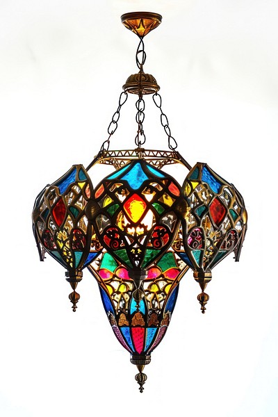 Colorful stained glass chandelier