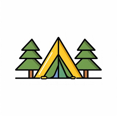 Camping tent among pine trees