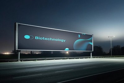 Biotechnology billboard at night