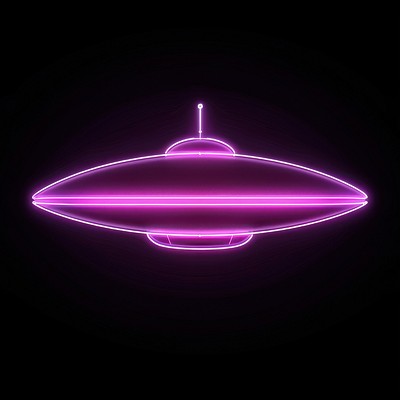 Neon glowing UFO spaceship illustration