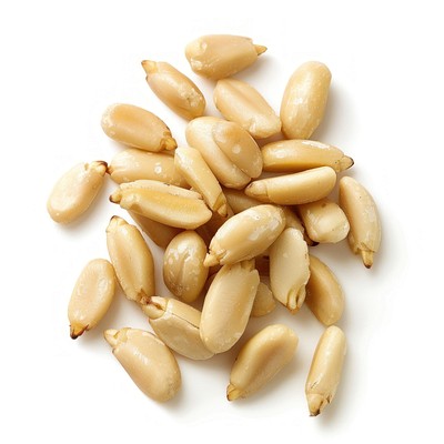 Shelled peanuts on white background