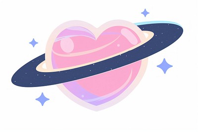 Heart planet with ring illustration