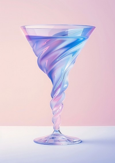 Elegant iridescent twisted cocktail glass