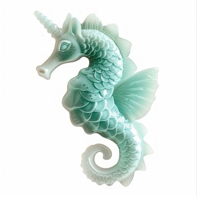 Mystical jade seahorse unicorn