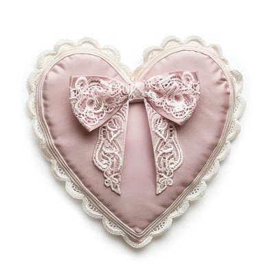 Elegant heart-shaped lace pillow