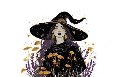 Mystical witch in nature