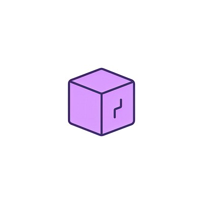 Minimalistic purple 3D cube illustration