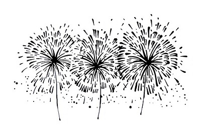 Drawing of fireworks art illustrated dandelion.