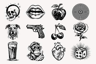 Tattoo design design element set