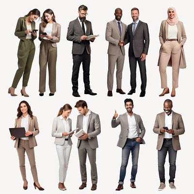 Diverse business people design element set