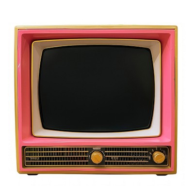 Vintage pink retro television set