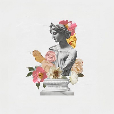 Classical statue with floral elements