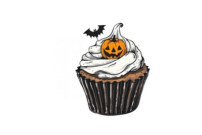 Halloween cupcake with pumpkin